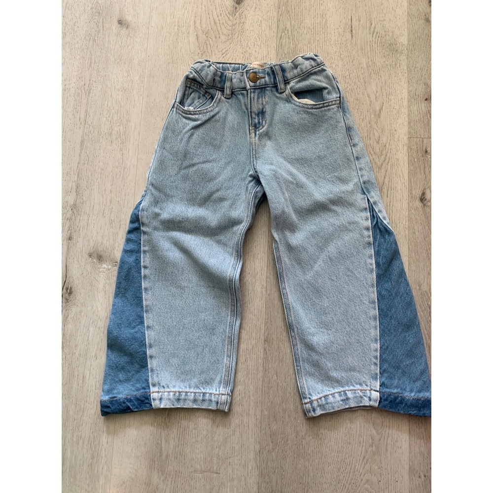 Gingersnaps Kids Light‎ Wash Two Tone Wide Leg Flare Denim Jeans Size 6Y